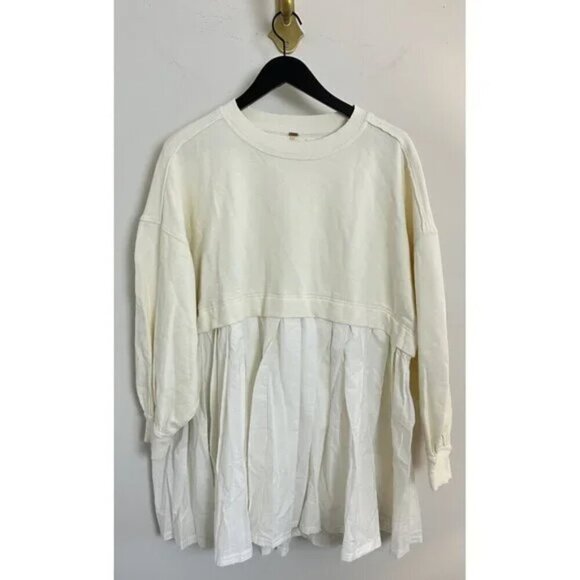 FREE PEOPLE Eleanor Sweatshirt Dress in Grey Combo Size Small - Picture 5 of 16